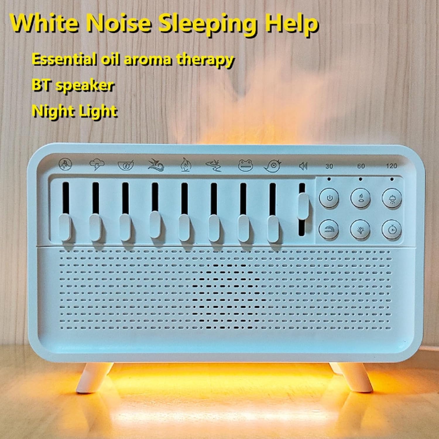 RAPOBRIX White Noise Night Light Humidifier - Sound Machine Bluetooth Speaker with Timer