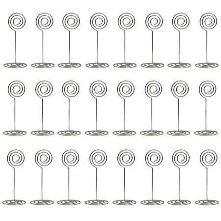 Novelty Place 24 Pack Table Number Holder, Stand Place Card Holder for Wedding Party Office Paper Memo Menu Note Clips - Silver