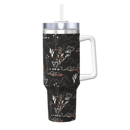 

Sikiie Cowgirl In Desert Insulated Stainless Water Bottle Lid Travel Mug Cup Insulated Tumblers Cup 40oz Ice Bully With Handle
