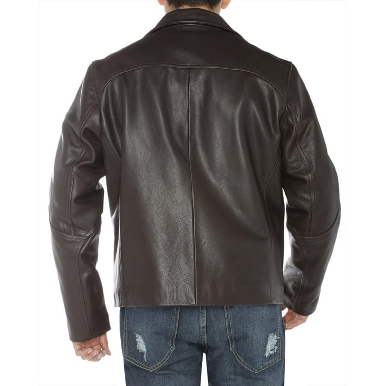 LN LUCIANO NATAZZI Men s Classic Full Grain Cow Leather Jacket Brown Walmart