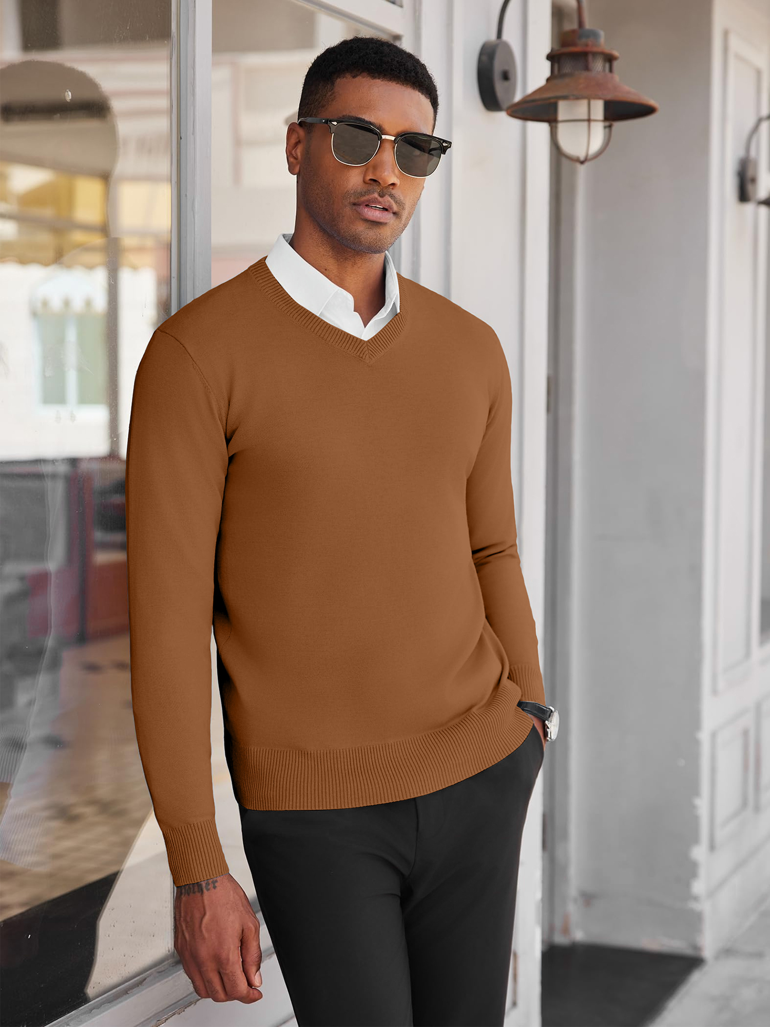 HAOMEILI Men's V-Neck Pullover Sweater photo 2