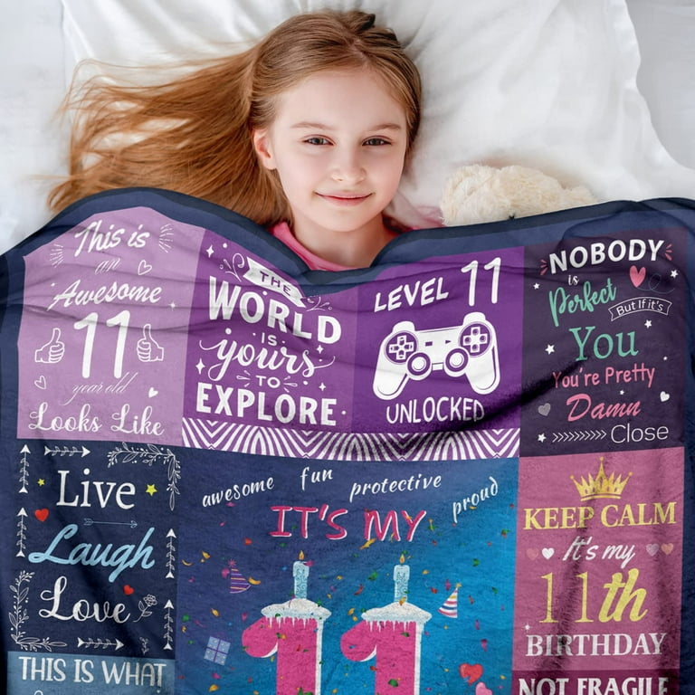 Kainsy Paready 11th Birthday Gifts for Girls Throw Blanket Soft Blanket for Couch Bed 11th Birthday Decorations Best Teenage Girl Gifts for 11 Year Old Girls 50 x60 Walmart