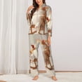thumbnail image 2 of Balery Relaxing Cat With Tea Conjunto de Pijama con Estampado para Mujer, Conjunto de Dos Piezas con Manga Larga, Ropa de Dormir Suave con Bolsillos, Pijamas Cómodos-Small, 2 of 7