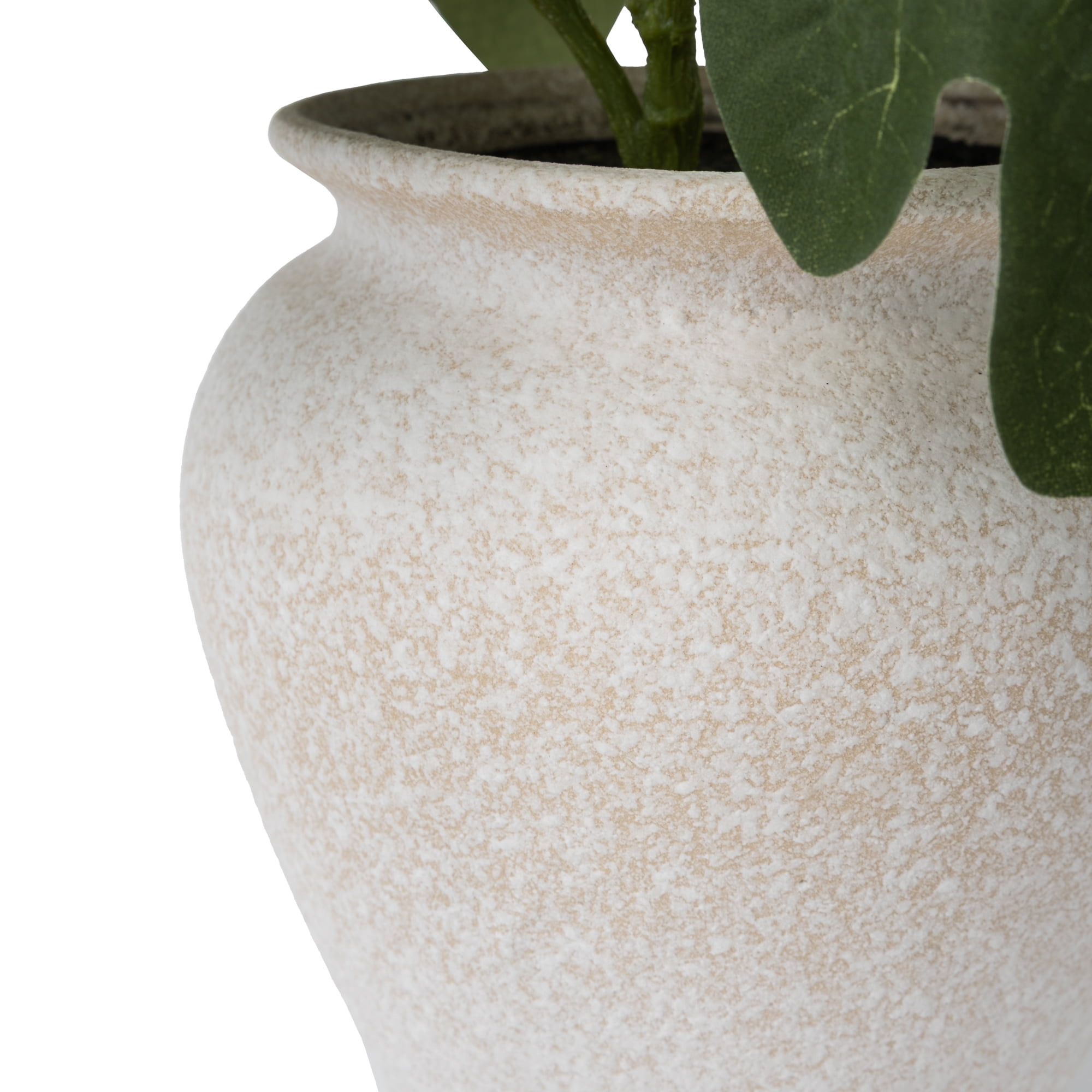 Better Homes & Gardens Artificial Fig Leaf in Tan Ceramic Vase, 13"