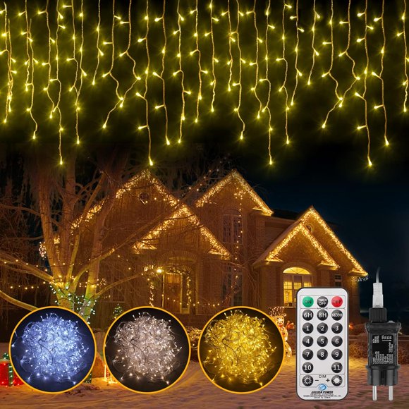 Evolux Outdoor String Lights Led Fairy Lights 49ft 528leds 11 Modes/Remote/Timer IP44 for Indoor Outdoor Garden Balcony Party Windows Garland Door Wall-49ft 528leds-15M