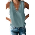thumbnail image 5 of FLMEI Womens Sleeveless Tank Tops Summer Solid Color Chiffon Shirts Lace Loose Blouses V-Neck T-Shirts for Women's S-XXL, 5 of 8