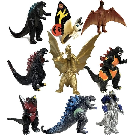 Godzilla Dinosaur Toys King of The Monsters Movable Joint Action Figures Mini Mothra Imago Shin Burning Heisei Mecha Ghidorah Kids Birthday Cake Toppers Pack, Travel Bag