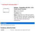thumbnail image 2 of Radiator - Compatible with 2010 - 2011 Honda Accord Crosstour, 2 of 2