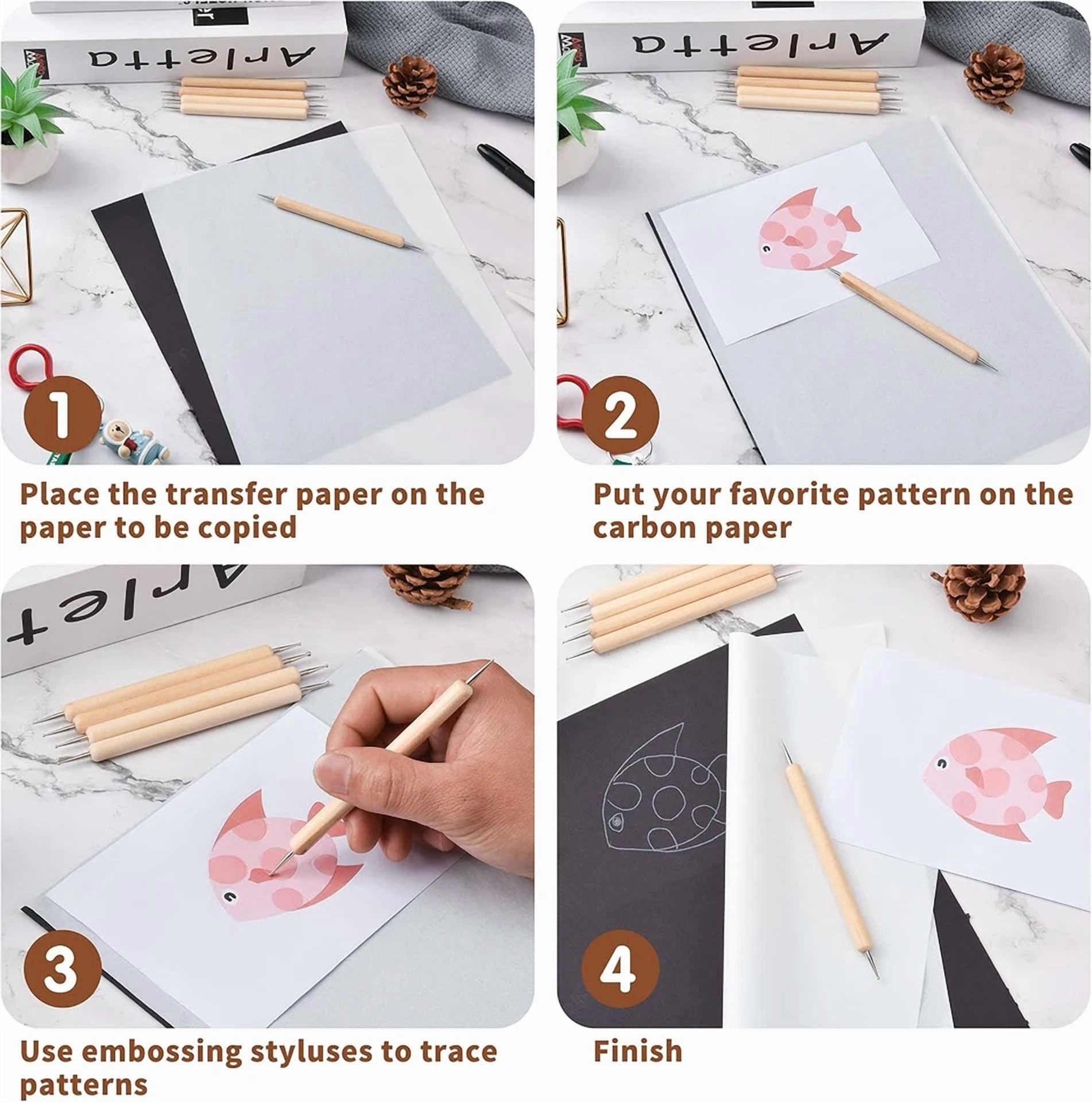 CIRCLE- 50 Sheets Carbon Paper Graphite Paper White Carbon Transfer (8.5 X 11.5 Inch) Tr