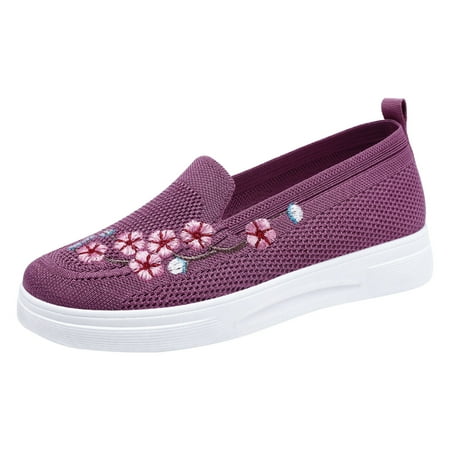

Fashionable Summer Women Casual Shoes Flat Bottom Soft Bottom Non Slip Mesh Breathable Embroidered Flowers Women Casual Shoes 9 New Shoes for Women Casual Boots