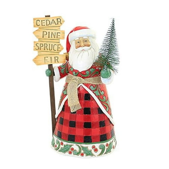Enesco Country Living by Jim Shore Santa with Tree and Sign, Figurine, 8.86 inch-Height