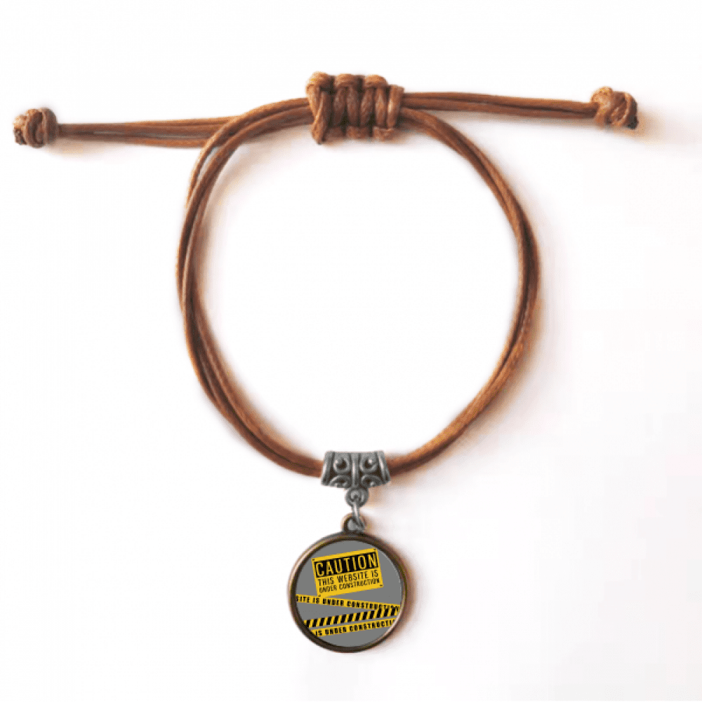 Logo Website Is Under Construction Bracelet Leather Hide Rope 
