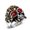 Red, variant on Mens 18K Gold Plated Stainless Steel Skull Ring European Ghost Head Customizable Inlaid Gemstone Ring for Men Fashion Jewelry Biker Ring