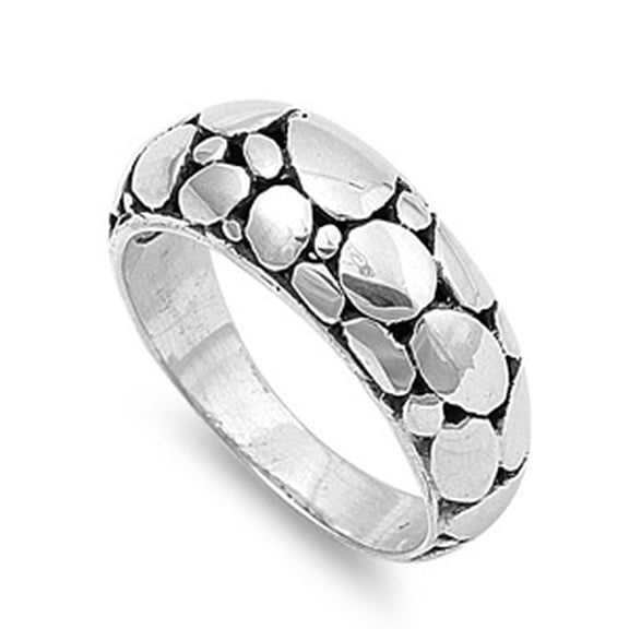 925 Sterling Silver Bali Rock Articulation Tribal Ring Size 10