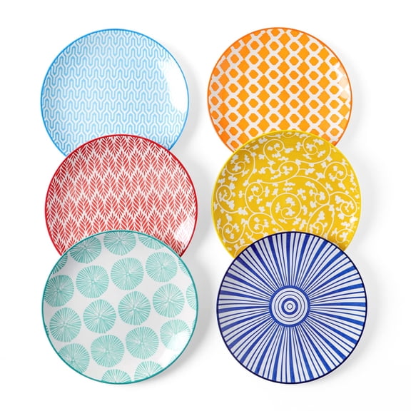 Ceramic Dessert Plates Assorted Colors 6 Inch Set of 6 for Cake Snacks Side Dishes