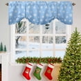 thumbnail image 3 of Christmas Snowflake Tie Up Valances Curtain, Winter Simple Light Blue Gradient Bottom Adjustable Rod Pocket Short Window Treatment Tie Up Curtains Valances for Kitchen Living Room Bathroom 54x18 In, 3 of 9