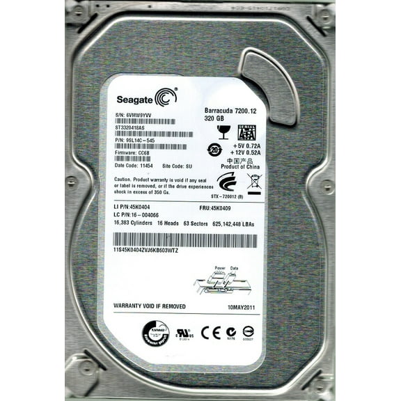 Seagate ST3320418AS P/N: 9SL14C-545 320GB F/W: CC6B SU