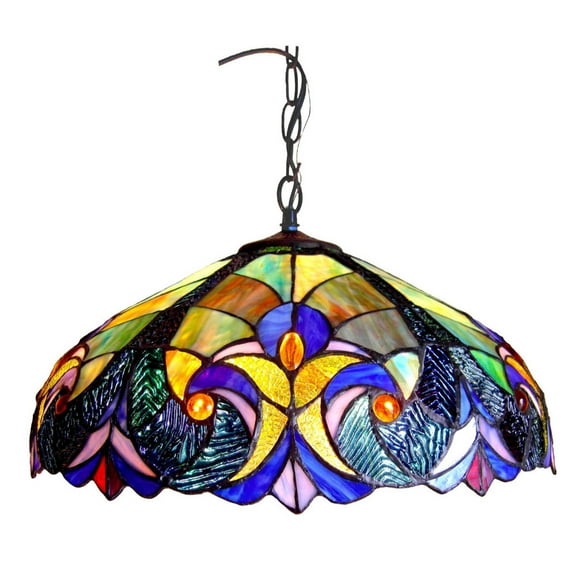 CHLOE Liaison Tiffany-style 2 Light Victorian Ceiling Pendant 18" Shade