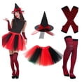 thumbnail image 2 of Adult Women'S Halloween Witch Costume Set With Hat, Striped Socks, Gloves And Tulle Skirt, Four-Piece Outfit For Costume Parties, Dance Events, Cosplay And Themed Celebrations, 2 of 6