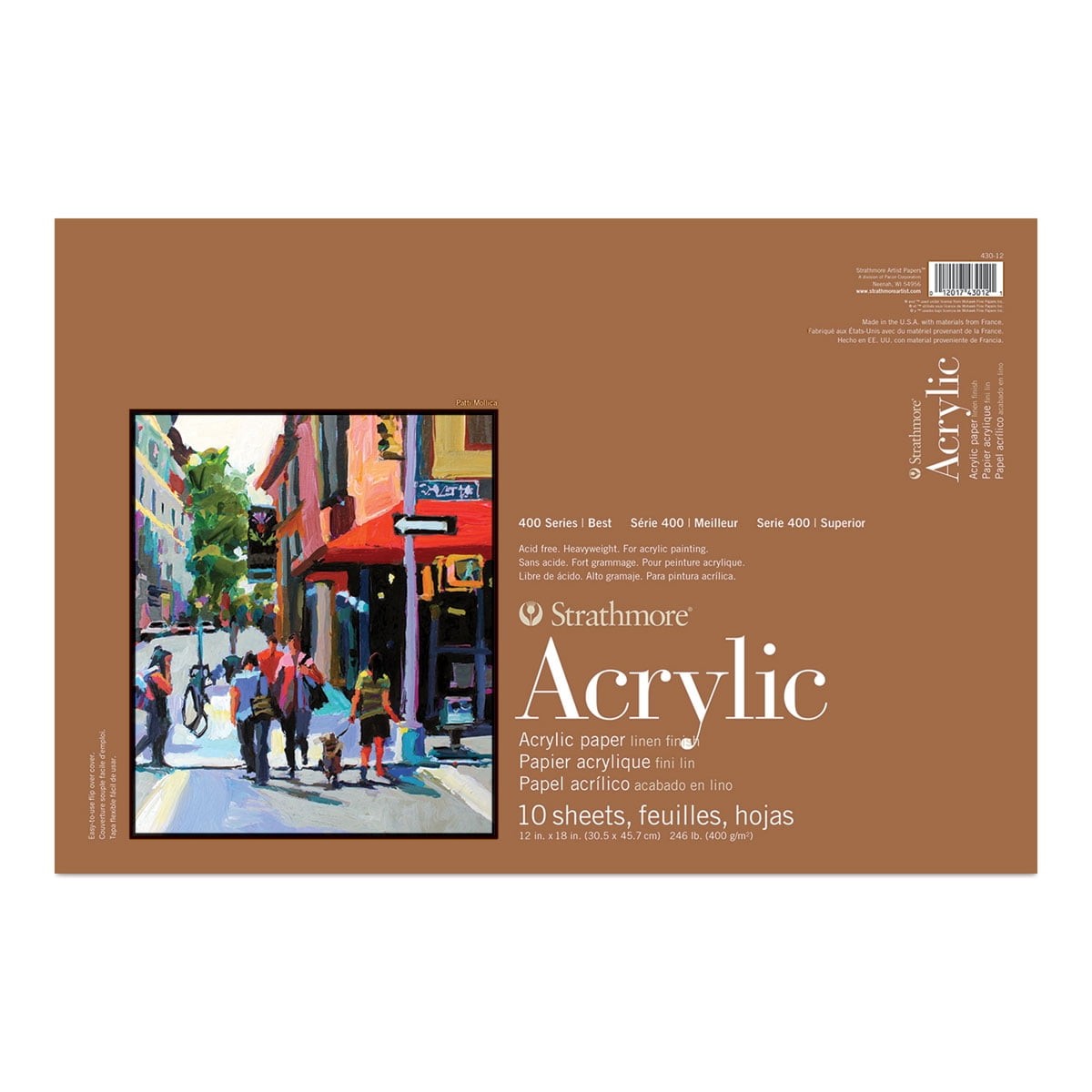 Strathmore 400 Series Acrylic Paper Pad, Glue Binding, 10 Sheet, 12x18 in