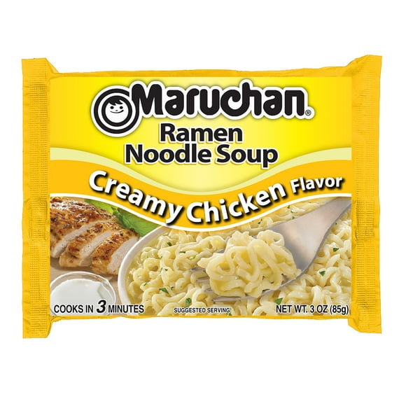 Maruchan Ramen Noodle Creamy Chicken Flavor Soup, 3 oz Shelf Stable Package