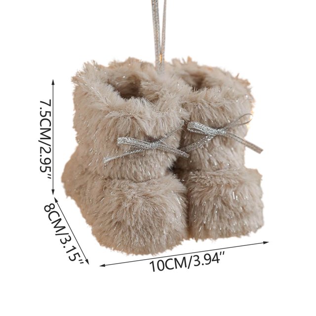 Leodye 1pcs Christmas Plushes Bow Mini Boots for Tree Pendant Ornaments Christmas Decoration for Home Desktop Hanging Pendants Christmas Boots Decoration