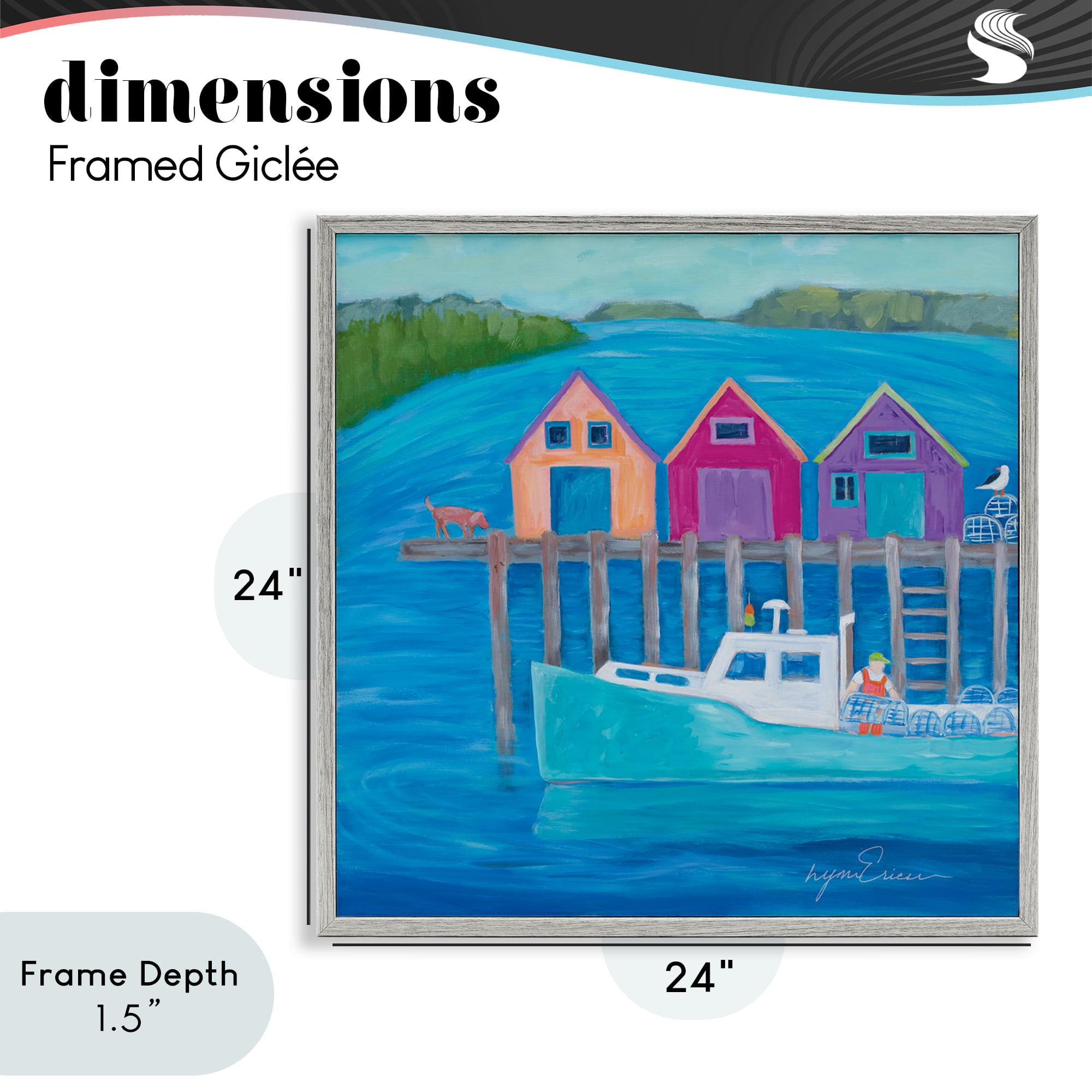 Stupell Industries Work Day at Seaside Village Gray Framed Giclee Art, design by Lynn Ericson Fine Art