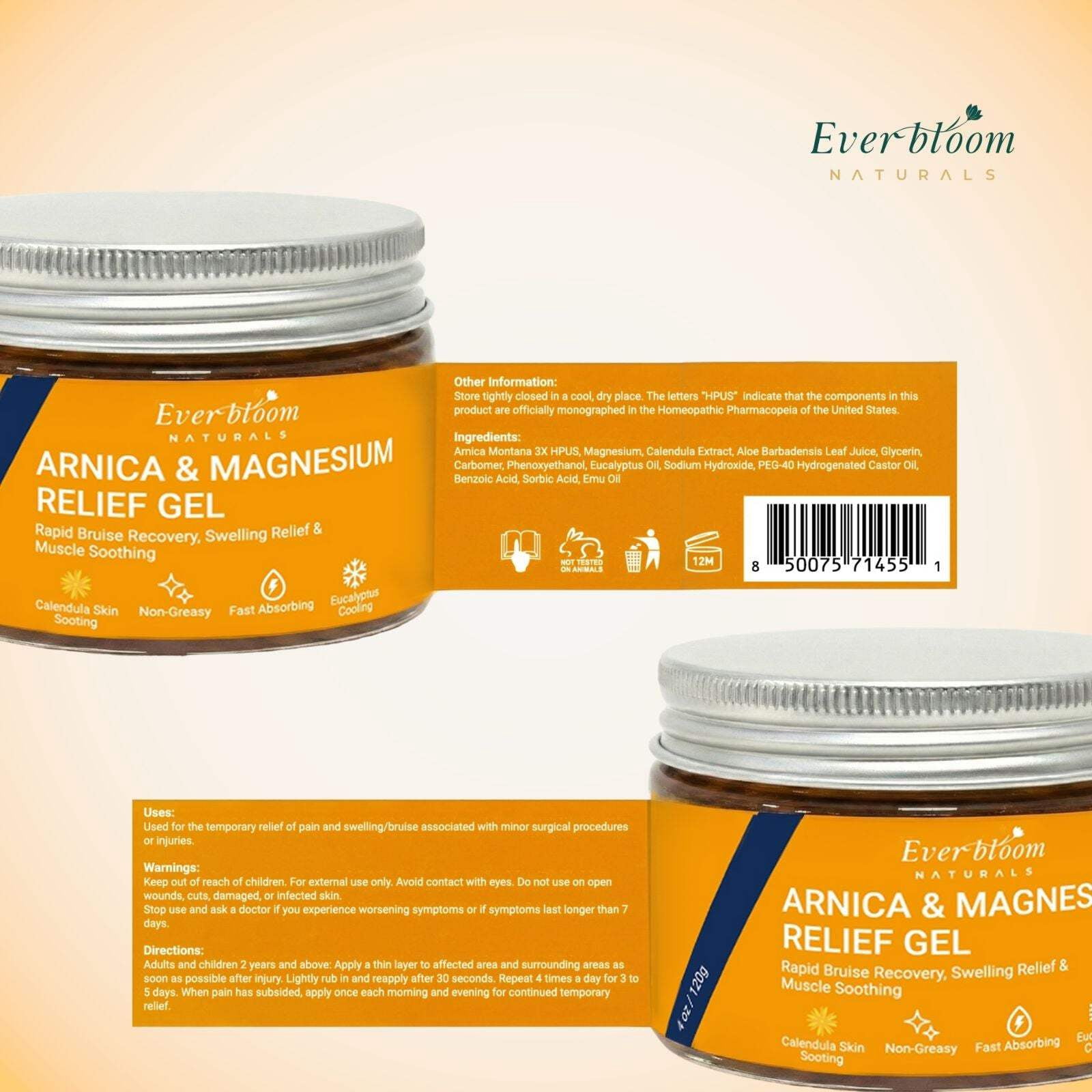 Arnica Calendula & Magnesium Gel – Fast-Acting Muscle & Cramp Relief (4 oz)
