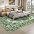 thumbnail image 2 of Wondo 6x9 Green Area Rug - Machine Washable Non-Slip Rubber Backing, Low Pile Vintage Carpet for Living Room Bedroom Kitchen Dining Office, 2 of 9