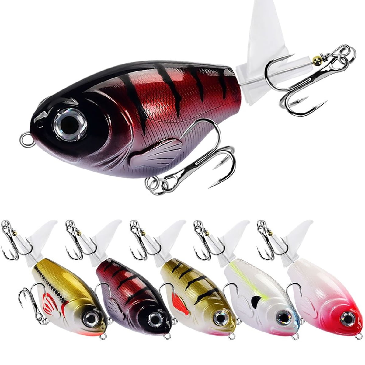 Tradinno 5Pcs Fishing Lures Propeller Freshwater Fishing Buckeye Bass
