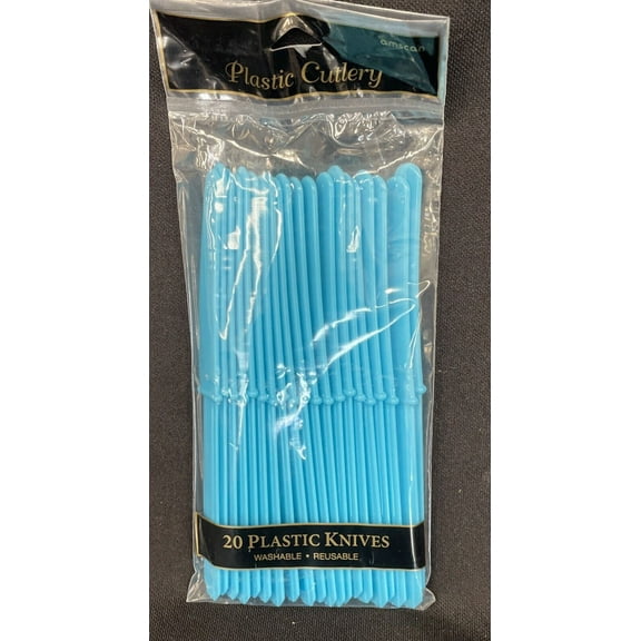Turquoise 20 Plastic Knives Cutlery
