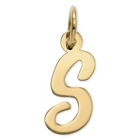 14k Yellow Gold Small Script Initial S Charm Pendant