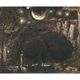 thumbnail image 2 of Samuel Palmer 14x12 Gold Ornate Wood Frame and Double Matted Museum Art Print Titled - A Shepherd and His Flock Under the Moon and Stars (ca. 1827), 2 of 4
