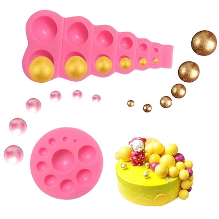 SKYSONIC 3D Fondant and Chocolate Silicone Molds, Semi-Spherical Design, Set of 2 Pieces for Baking and Dessert Making