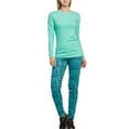 thumbnail image 4 of Women's Polar Fleece Lined Leggings/ Winter Pants, Turquoise/Navy M, 1 Piece, 4 of 4