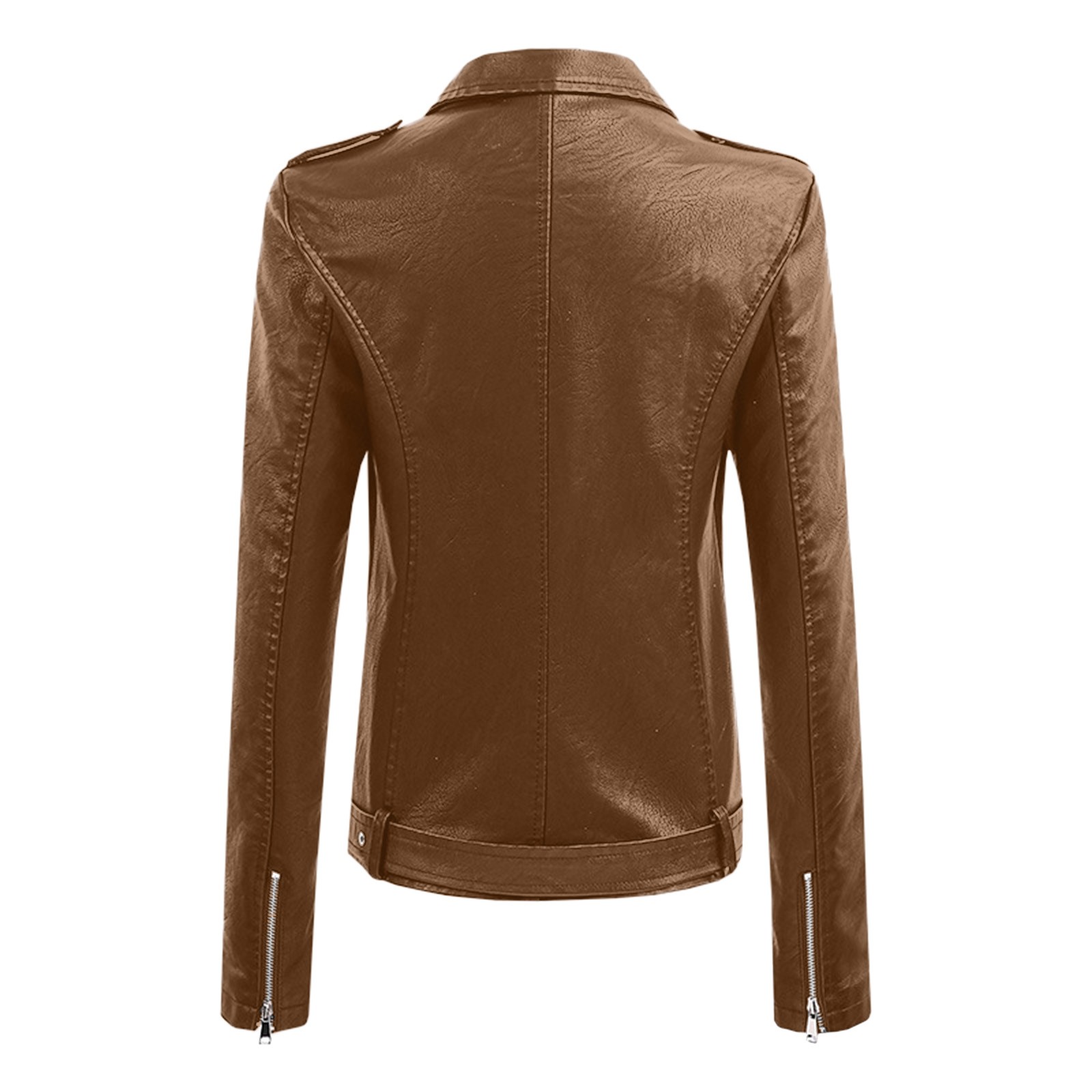 Pgeraug Jackets for Women Womens Long Sleeve Leather Jacket Motorcycle Leather Jacket Pu Leather Jacket Womens Jacket Leather Jacket Women Brown 2Xl - image 5 of 5
