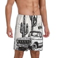 thumbnail image 2 of Rateoe Vintage Cactus Pickup Print Men's Lounge Shorts – Soft & Breathable Pajama Bottoms with Pockets, Elastic Waistband, Lightweight Sleepwear for Nightwear & Loungewear-3X-Large, 2 of 6