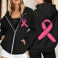 thumbnail image 2 of Women Sherpa Lined Sweatshirt for Cancer Awareness 2025 Fall Zip Pullover Oversized Crew Neck Hoodies Fashion Outfits Winter Clothing (Black, XXXL), 2 of 6