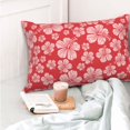 thumbnail image 4 of Goofa Red Hibiscus Flower Print Plush Throw Pillow Case, Soft Velvet with Hidden Zipper, Decorative Cushion Cover for Sofa, Bed, Car, and Home Décor-14"x20", 4 of 6