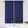 thumbnail image 2 of GlowSol 30"W x 45"L Kitchen Curtain Waffle Weave Cafe Curtains Rod Pocket Light Filtering Tier Curtains for Bathroom, Navy Blue, 1 Set, 2 of 7