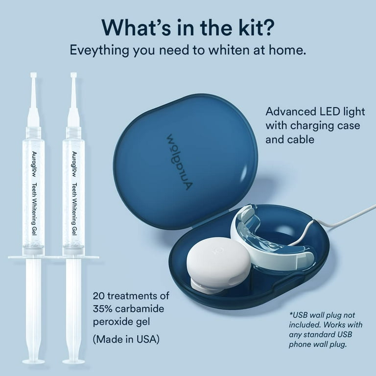 AURAGLOWデラックスホーム・スターターセット35% Auraglow Pro Teeth Whitening Kit, LED Light, 35% Carbamide