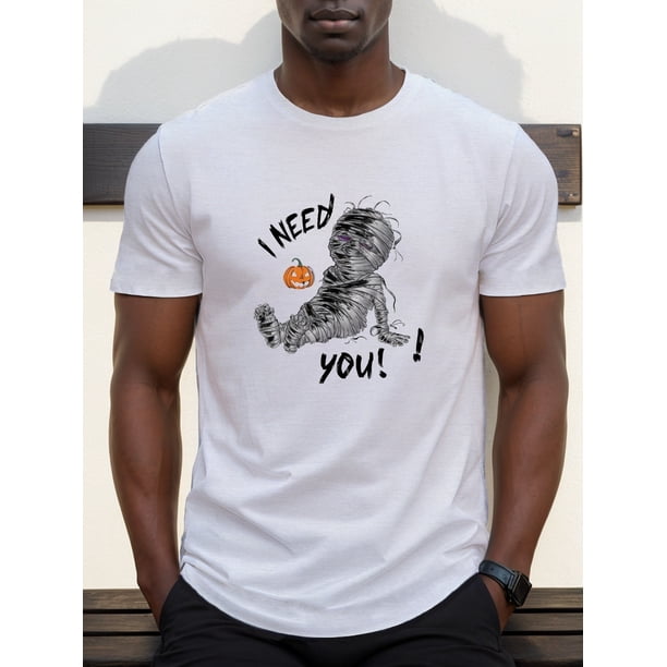 Halloween T-Shirt, Men's Summer T-Shirt, Pumpkin Mom Funny Printed Short Sleeve T-Shirt Trendy Casual Top, Suitable for Daily Wear, Machine Washable