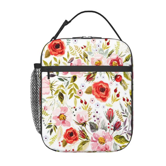 Wildflowers Floral Lunch Bag Reusable Thermal Lunch Box with Handle for Women and Men