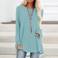 thumbnail image 2 of Long Sleeve Shirts for Women Dressy Casual Crew Neck Hem Flowy Tops Color Block Geometry Printed Oversized Loose Tunic Shirts Graphic Tees for Spring Fall #B06-Orange S, 2 of 5