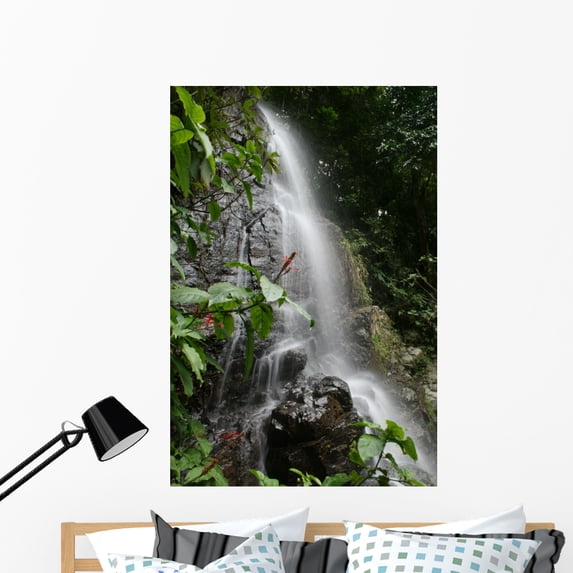 Waterfall Puerto Rico Wall Mural Decal by Wallmonkeys Vinyl Peel and Stick Graphic (48 in H x 32 in W)
