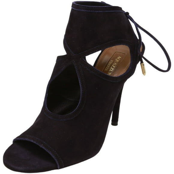 Aquazurra Firenze Women's Sexy Thing 105 Suede Sandal Deep Plum High-Top Leather Pump - 6.5M