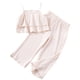 thumbnail image 1 of Odeerbi 1-13 Años Conjunto de Verano Para Niñas Camisola Con Volantes de Algodón Pantalones de Pata Ancha Conjunto de Dos Piezas Camiseta de Rayas Onduladas Pantalones Sueltos Conjunto, 1 of 7