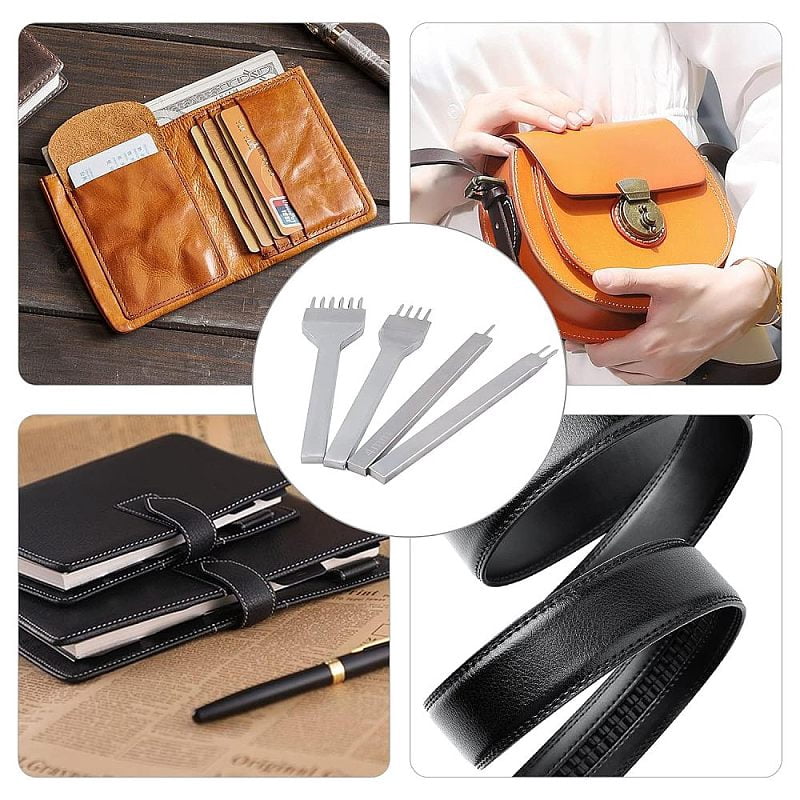 Leather Craft Hole Punches Tool with Imitation Leather Thimble Thimber Brass Sewing Thimble Finger Protector Plastic Punching Pad