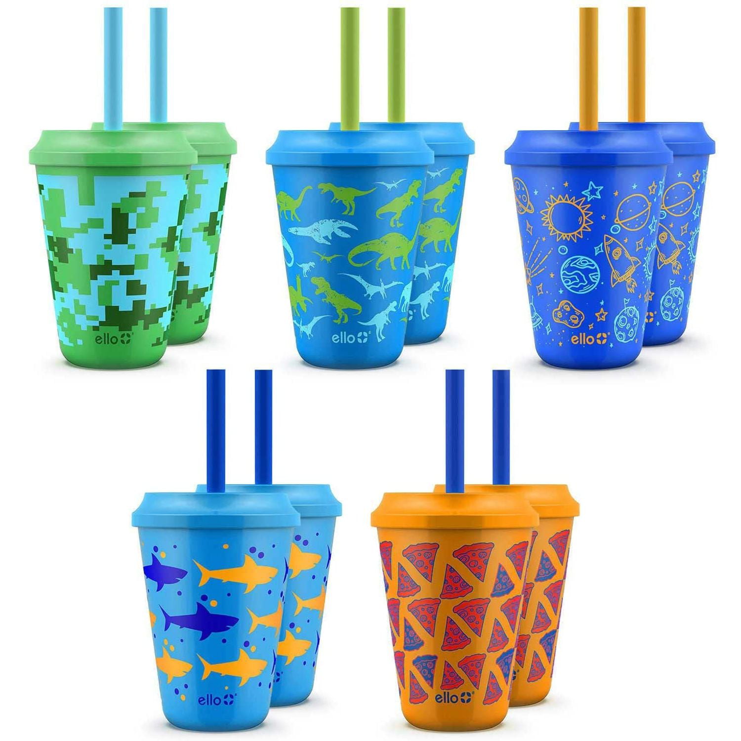 Ello Kids 16oz Color Changing Tumblers with Lids and Straws, 10  Pack-Rainforest 