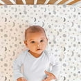 thumbnail image 2 of The Peanutshell Grey Moon & Stars Fitted Crib Sheet Set, Unisex 4 Pack Celestial Print, Grey & White, 2 of 4